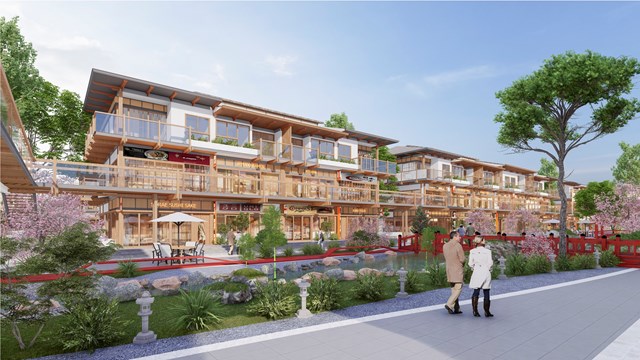 Phối cảnh khu Nh&agrave; phố thương mại Kana tại ph&acirc;n kỳ Binh Chau Onsen. &nbsp;