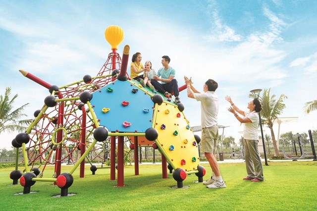 Cảnh quan nội khu xanh m&aacute;t tại Vinhomes Ocean Park. &nbsp;