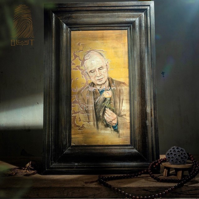 Thiền sư Th&iacute;ch Nhất Hạnh trong tranh của Gốm BỤT.