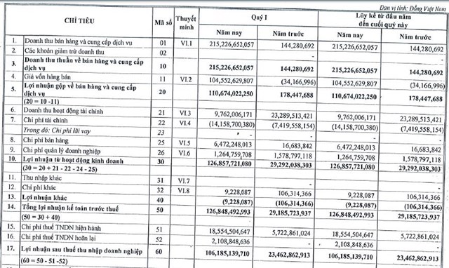 Nguồn: B&aacute;o c&aacute;o t&agrave;i ch&iacute;nh Q1/2023