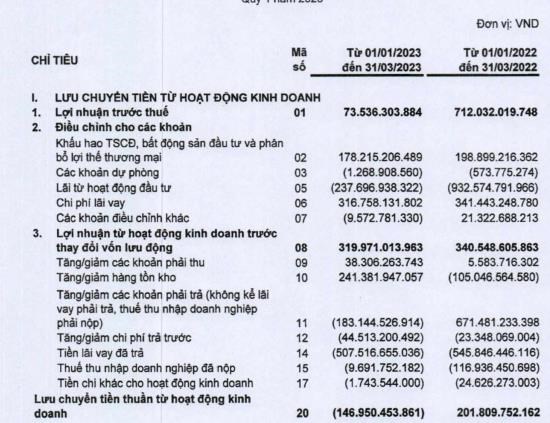 Nguồn: B&aacute;o c&aacute;o t&agrave;i ch&iacute;nh Qu&yacute; 1/2023