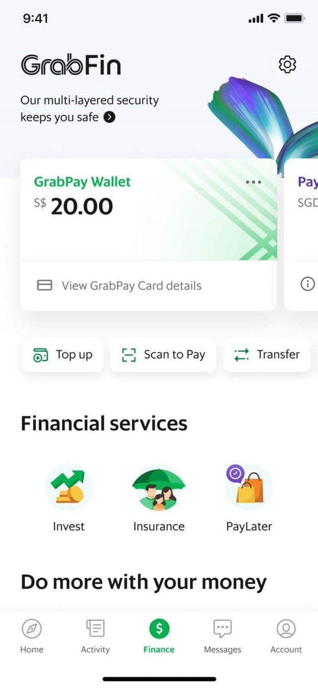 Nền tảng dịch vụ t&agrave;i ch&iacute;nh GrabFin.