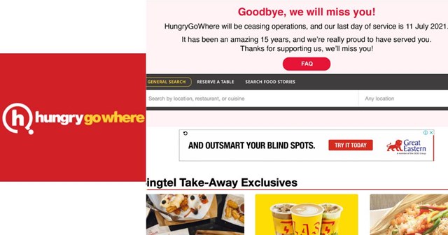 HungryGoWhere ngưng hoạt động sau 15 năm th&agrave;nh lập.