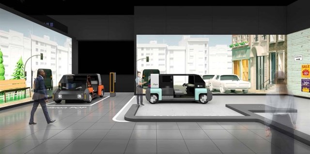 Gian h&agrave;ng quảng c&aacute;o thực tế ảo của Hyundai Mobis tại Triển l&atilde;m điện tử ti&ecirc;u d&ugrave;ng 2022 ở Las Vegas.