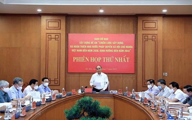 Đồng ch&iacute; Nguyễn Xu&acirc;n Ph&uacute;c, Ủy vi&ecirc;n Bộ Ch&iacute;nh trị, Chủ tịch nước, Trưởng Ban Chỉ đạo Cải c&aacute;ch Tư ph&aacute;p Trung ương, Trưởng Ban Chỉ đạo x&acirc;y dựng Đề &aacute;n ph&aacute;t biểu. Ảnh: TTXVN