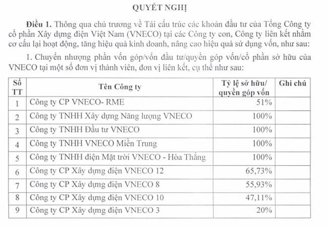 Kết quả kinh doanh ảm đạm, Xây dựng Điện Việt Nam (VNE) muốn thoái sạch vốn tại 9 công ty con và liên kết - Ảnh 1