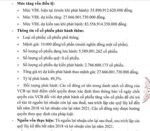Vietcombank (VCB) sắp ph&#225;t h&#224;nh cổ phiếu để trả cổ tức với tỷ lệ 49,5% - Ảnh 1
