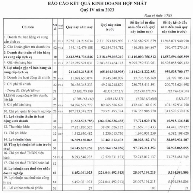 Nhờ doanh thu t&#224;i ch&#237;nh, Dabaco Việt Nam (DBC) tho&#225;t lỗ qu&#253; IV/2023  - Ảnh 1