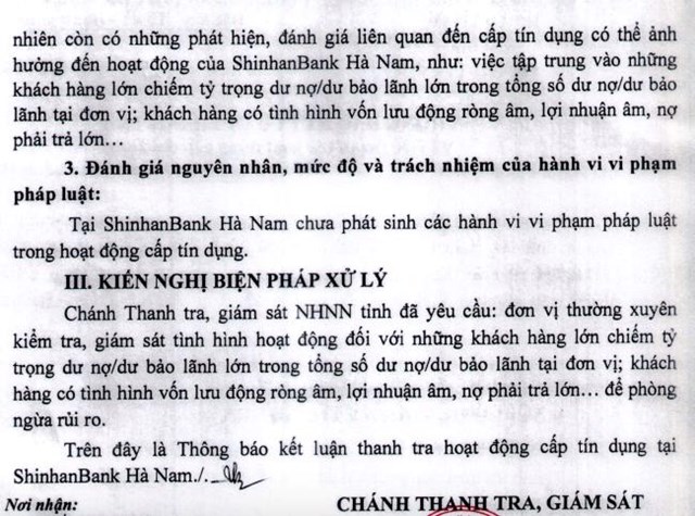 Thanh tra Ng&#226;n h&#224;ng Nh&#224; nước chỉ ra vấn đề tồn tại trong hoạt động cấp t&#237;n dụng của ShinhanBank H&#224; Nam  - Ảnh 3