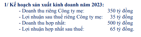 Kế hoạch kinh doanh năm 2023 của HUB