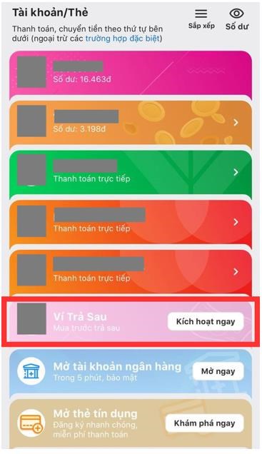 Trong khi đ&oacute;, nếu xuất hiện n&uacute;t &ldquo;K&iacute;ch hoạt ngay&rdquo; n&agrave;y đồng nghĩa với việc người d&ugrave;ng phải thực hiện c&aacute;c thao t&aacute;c đăng k&yacute; mới c&oacute; thể sử dụng &ldquo;V&iacute; trả sau&rdquo;.