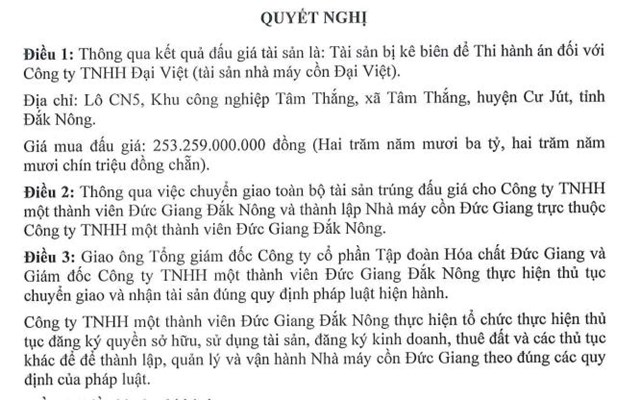 Tập đo&#224;n Ho&#225; chất Đức Giang (DGC) mua lại nh&#224; m&#225;y sản xuất cồn với gi&#225; hơn 253 tỷ đồng - Ảnh 1