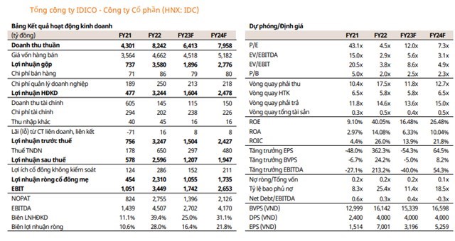 Chứng kho&aacute;n Mirae Asset dự ph&oacute;ng kết quả kinh doanh của Idico năm 2023
