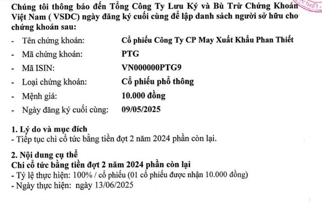 Gi&#225; cổ phiếu kh&#244;ng bằng cốc tr&#224; đ&#225;, cổ đ&#244;ng c&#244;ng ty may n&#224;y được trả cổ tức bằng tiền mặt gấp 14 lần thị gi&#225; - Ảnh 1