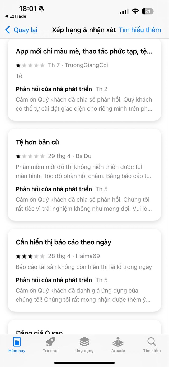 Giao diện mới của C&#244;ng ty Chứng kho&#225;n FPT (FPTS) gặp t&#236;nh trạng kh&#244;ng thể update, nhận về loạt đ&#225;nh gi&#225; 01 sao - Ảnh 6