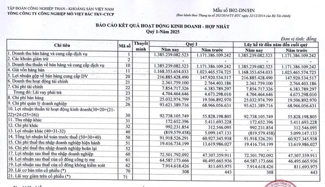 C&#244;ng ty Mỏ Việt Bắc (MVB) dự chi 105 tỷ đồng tiền trả cổ tức, Vinacomin nhận về hơn 100 tỷ đồng - Ảnh 2
