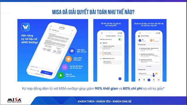 Hợp đồng điện tử AMIS WeSign gi&uacute;p tiết kiệm đến 90% thời gian v&agrave; 80% chi ph&iacute; so với k&yacute; hợp đồng giấy &nbsp;