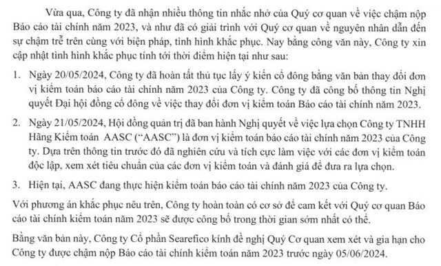 Searefico (SRF) b&#225;o l&#227;i sau thuế qu&#253; I/2024 chưa đến 700 triệu đồng, cổ phiếu v&#224;o diện hạn chế - Ảnh 1