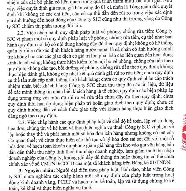 Thanh tra NHNN: Một m&#236;nh Tổng gi&#225;m đốc SJC quyết định gi&#225; v&#224;ng, vi phạm thuế, chuyển hồ sơ sang Bộ C&#244;ng an để điều tra - Ảnh 2