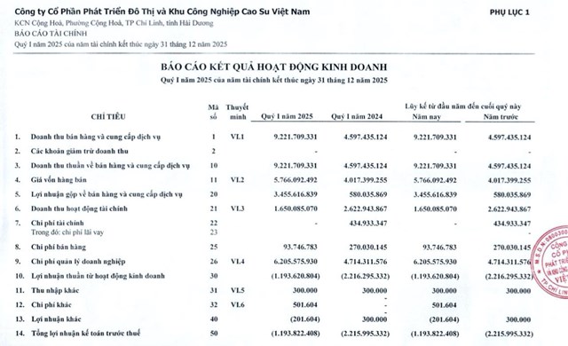 Ph&#225;t triển Đ&#244; thị v&#224; Khu c&#244;ng nghiệp Cao su Việt Nam (VRG) dự chi khoảng 91 tỷ đồng trả cổ tức - Ảnh 1