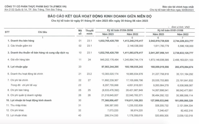 L&#227;i sau thuế của Thực phẩm Sao Ta (FMC) giảm 22% trong nửa đầu năm - Ảnh 1