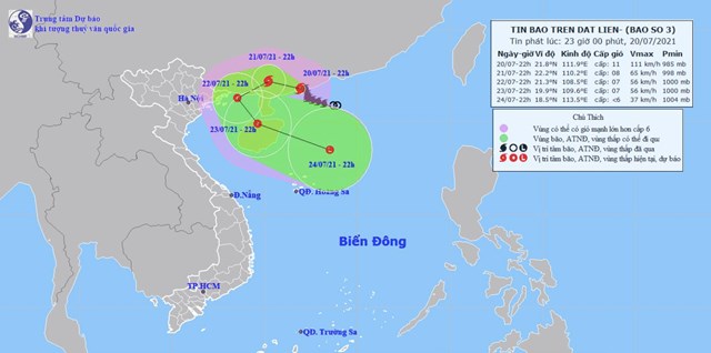 Đường đi dự kiến của b&atilde;o Cempaka. Nguồn:&nbsp;Trung t&acirc;m dự b&aacute;o kh&iacute; tượng thủy văn quốc gia
