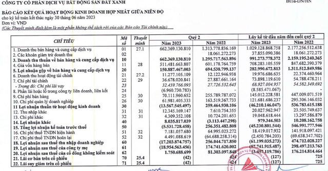 Kết quả kinh doanh qu&yacute; II/2023 của DXS