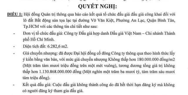 Haxaco (HAX) đấu gi&#225; &#39;bất th&#224;nh&#39; khu đất gần 6.300m2 tr&#234;n đường V&#245; Văn Kiệt - Ảnh 1