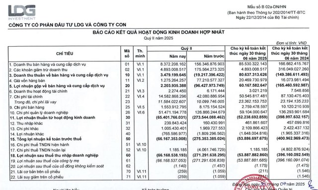 Lỗ hơn 66 tỷ đồng trong qu&#253; II/2025, Đầu tư LDG (LDG) b&#225;o chưa thể tất to&#225;n l&#244; tr&#225;i phiếu 400 tỷ năm 2023 - Ảnh 1