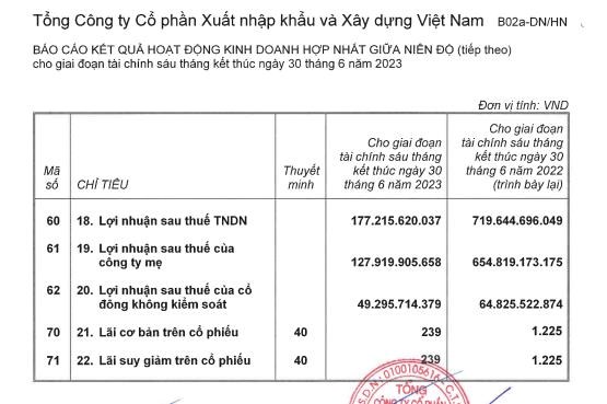 Vinaconex (VCG) l&#227;i th&#234;m 38 tỷ đồng sau kiểm to&#225;n, đạt 177,2 tỷ đồng trong nửa đầu năm 2023 - Ảnh 3