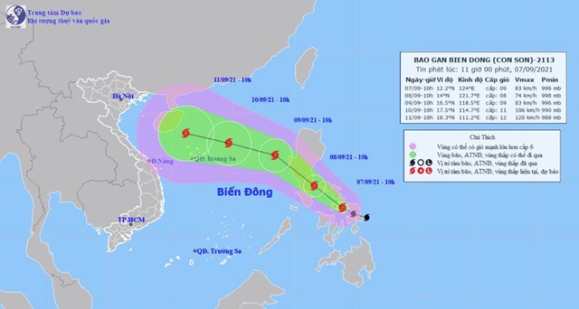 Dự b&aacute;o đường đi của b&atilde;o Conson