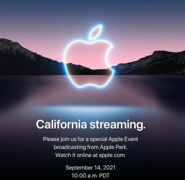 Thư mời sự kiện California streaming diễn ra v&agrave;o 14/9 của Apple