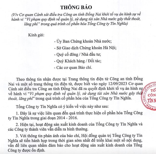 L&#227;i r&#242;ng b&#225;n ni&#234;n của Tổng c&#244;ng ty T&#237;n Nghĩa (TID) sau so&#225;t x&#233;t l&#249;i về 33 tỷ đồng - Ảnh 2