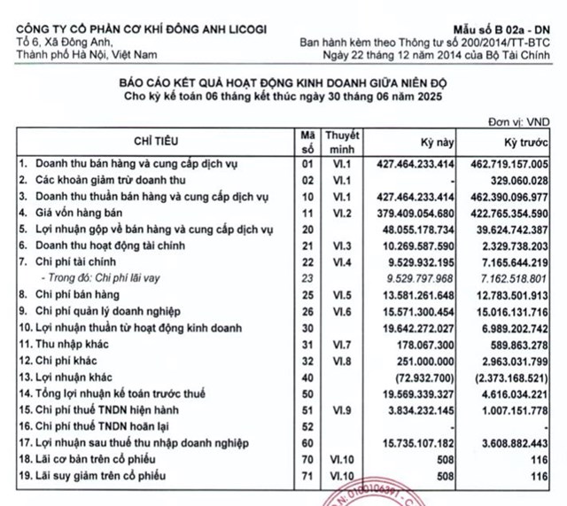 L&#227;i b&#225;n ni&#234;n tăng hơn 4 lần, cổ đ&#244;ng của Cơ kh&#237; Đ&#244;ng Anh LICOGI (CKD) sắp nhận được hơn 65 tỷ đồng tiền cổ tức - Ảnh 1