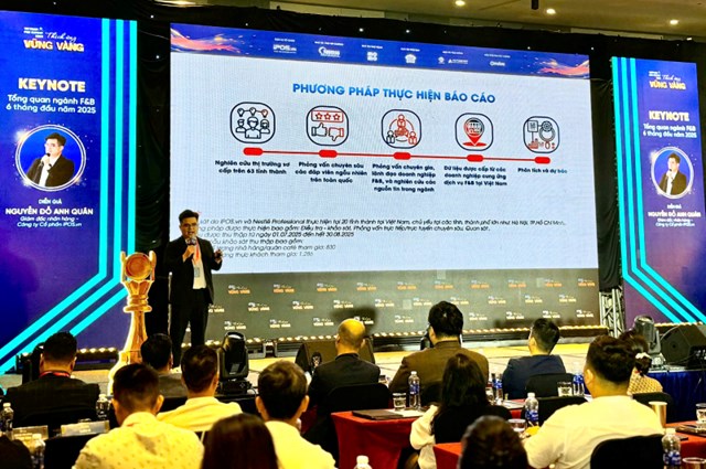 &Ocirc;ng Nguyễn Đỗ Anh Qu&acirc;n - Gi&aacute;m đốc nh&atilde;n h&agrave;ng iPOS.vn đ&atilde; chia sẻ tổng quan ng&agrave;nh F&amp;B tại Việt Nam 6 th&aacute;ng đầu năm 2025 tại Vietnam F&amp;B Summit 2025.