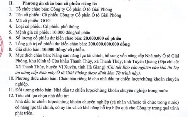 &#212; t&#244; Giải Ph&#243;ng (GGG): Lỗ sau thuế 9 th&#225;ng gần 11 tỷ đồng, ch&#224;o b&#225;n 20 triệu cổ phiếu để n&#226;ng cấp nh&#224; m&#225;y &#244; t&#244; - Ảnh 2