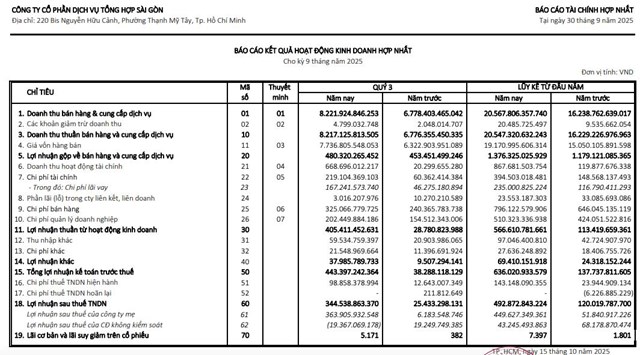 Savico (SVC) b&#225;o l&#227;i sau thuế qu&#253; III/2025 tăng gấp 13,5 lần so với c&#249;ng kỳ, nợ phải trả tăng cao - Ảnh 1
