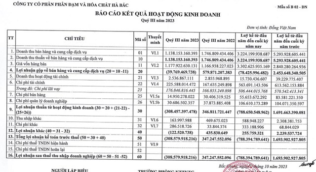 Đạm H&#224; Bắc (DHB) b&#225;o lỗ qu&#253; thứ 3 li&#234;n tiếp, vốn chủ sở hữu &#226;m hơn 1.000 tỷ đồng - Ảnh 1