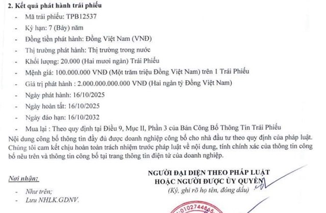 TPBank vừa ‘hút’ thêm được 2.000 tỷ đồng từ kênh trái phiếu - Ảnh 1 TPBank vừa ‘hút’ thêm được 2.000 tỷ đồng từ kênh trái phiếu - Ảnh 1