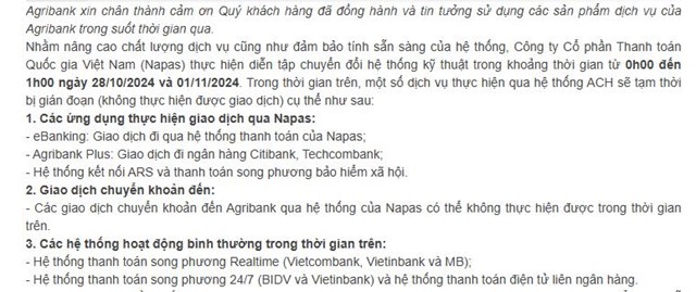 Nhiều ng&#226;n h&#224;ng sẽ kh&#244;ng thực hiện giao dịch với c&#225;c t&#237;nh năng li&#234;n quan đến thanh to&#225;n qua NAPAS trong ng&#224;y 01/11/2024 - Ảnh 4