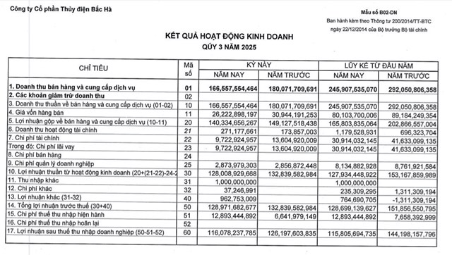 Lợi nhuận 9 th&#225;ng giảm, Thủy điện Bắc H&#224; (BHA) dự chi 33 tỷ đồng để trả cổ tức - Ảnh 1
