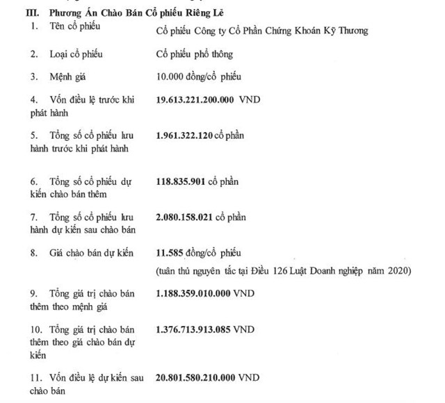 Chứng kho&#225;n Kỹ Thương (TCBS) muốn huy động gần 1.400 tỷ đồng từ ch&#224;o b&#225;n cổ phiếu ri&#234;ng lẻ, n&#226;ng vốn điều lệ l&#234;n hơn 20.800 tỷ đồng - Ảnh 1
