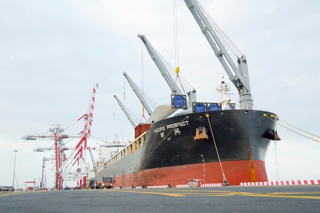 Cảng Quốc tế Long An đ&oacute;n t&agrave;u chở h&agrave;ng h&oacute;a với trọng tải l&ecirc;n đến 62.000 DWT v&agrave;o ng&agrave;y 18/11/2023