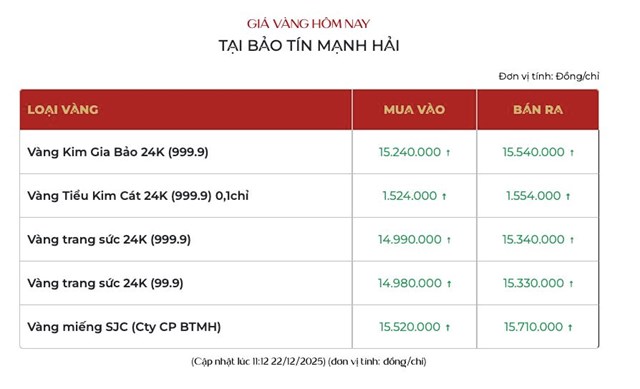 Giá vàng ngày 22/12: Vàng thế giới tăng nhẹ, vàng miếng SJC và vàng nhẫn đi lên - Ảnh 2
