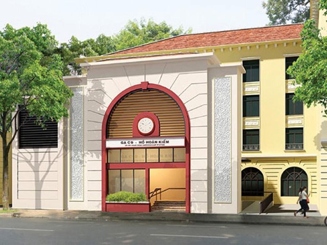 Phối cảnh một cửa l&ecirc;n của nh&agrave; ga C9 tuyến metro số 2 H&agrave; Nội tr&ecirc;n đường Đinh Ti&ecirc;n Ho&agrave;ng.
