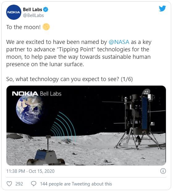 Nokia vừa gi&agrave;nh được hợp đồng hợp t&aacute;c với NASA trị gi&aacute; 14,1 triệu USD tr&ecirc;n mặt trăng.&nbsp;