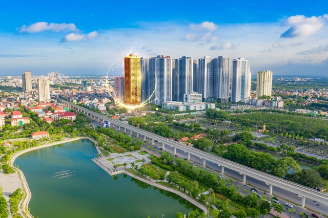 T&ograve;a Diamond l&agrave; phi&ecirc;n bản cao cấp nhất tại KĐT Goldmark City. &nbsp;Ảnh TNR