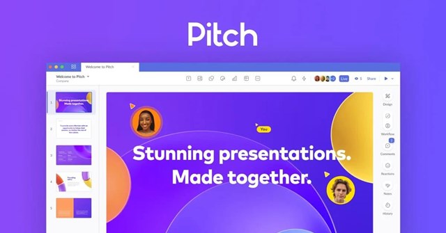 Christian Reber tự tin rằng Pitch t&iacute;ch hợp nhiều t&iacute;nh năng để cạnh tranh với c&aacute;c &ocirc;ng lớn như Microsoft PowerPoint hay Google Docs. Ảnh: Pitch.