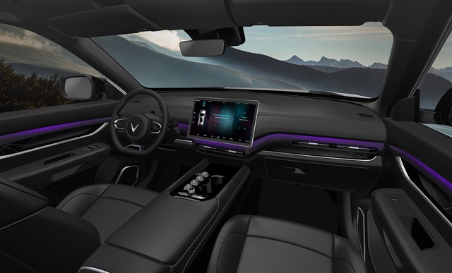 M&agrave;n h&igrave;nh v&agrave; nội thất dự kiến b&ecirc;n trong chiếc SUV tự h&agrave;nh của Vinfast,