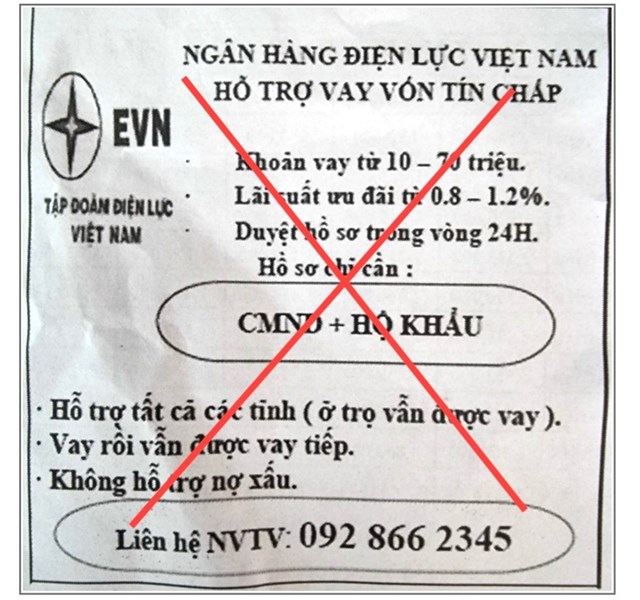 Cảnh b&#225;o giả mạo thương hiệu EVN để cho vay t&#237;n chấp - Ảnh 1